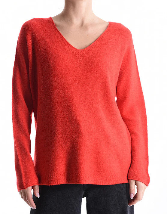 BZNA Berlin Lässiges Strickpullover V Ausschnitte Off-Shoulder Oversize