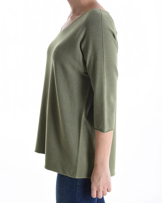 BZNA Berlin Lässiges V Ausschnitt Strickpullover Off-Shoulder Oversize