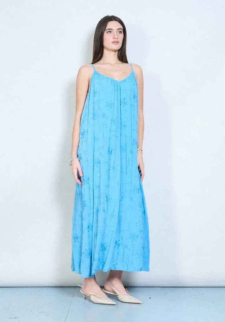 BZNA Ibiza langes Boho Trägerkleid Midikleid mit besticktem Trägerausschnitt