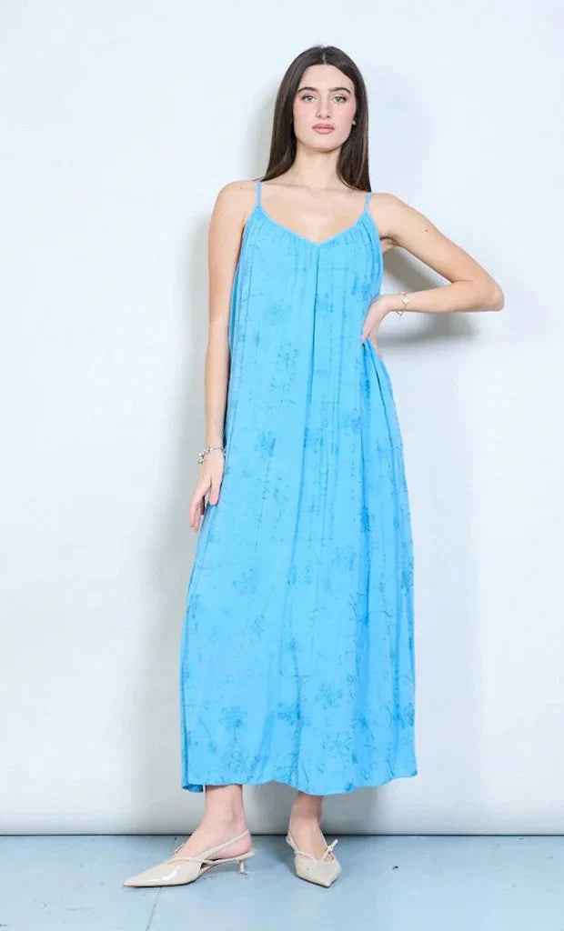 BZNA Ibiza langes Boho Trägerkleid Midikleid mit besticktem Trägerausschnitt