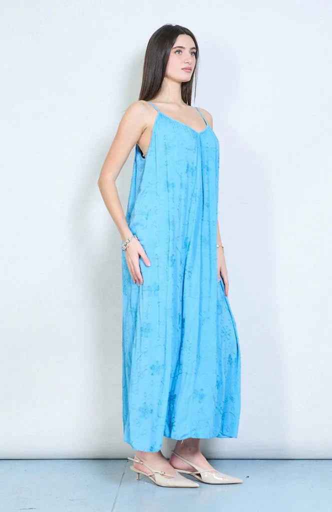 BZNA Ibiza langes Boho Trägerkleid Midikleid mit besticktem Trägerausschnitt