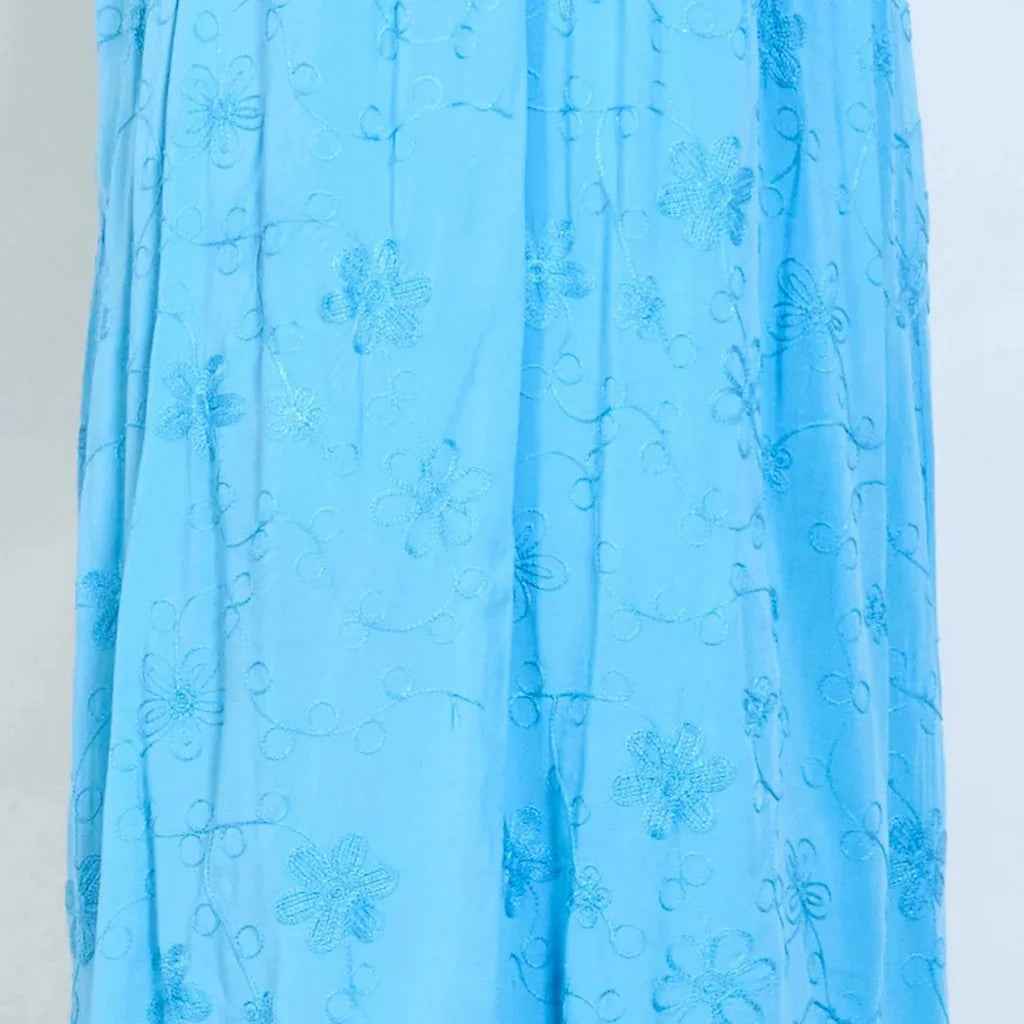BZNA Ibiza langes Boho Trägerkleid Midikleid mit besticktem Trägerausschnitt