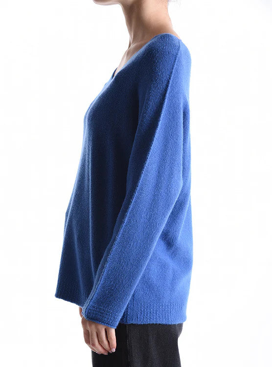 BZNA Berlin Lässiges Strickpullover V Ausschnitte Off-Shoulder Oversize