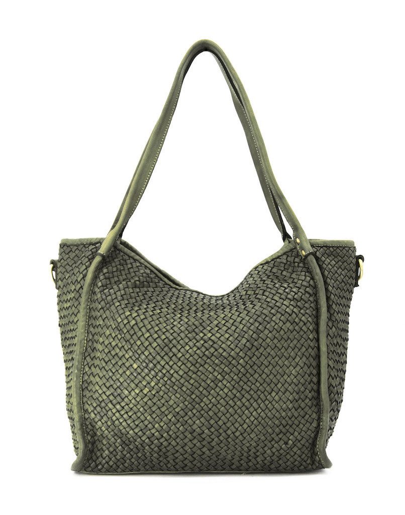 BZNA Bag Buca Grün Italy Designer Leder Schulter Ledertasche Shopper Ledertasche - B Z N A