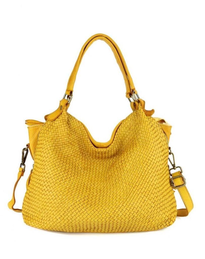 BZNA Bag Lea Gelb Lederfarben Italy Designer Damen Handtasche Schultertasche - B Z N A