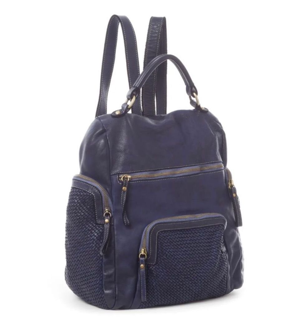 BZNA Bag Svetta Blau Backpacker Designer Rucksack Damenhandtasche Schultertasche Leder Nappa - B Z N A