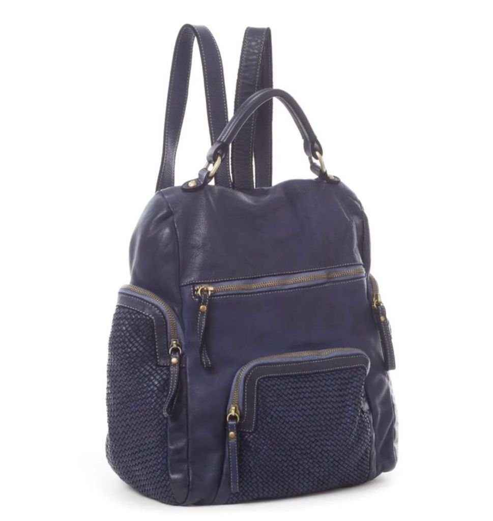 BZNA Bag Svetta Blau Backpacker Designer Rucksack Damenhandtasche Schultertasche Leder Nappa