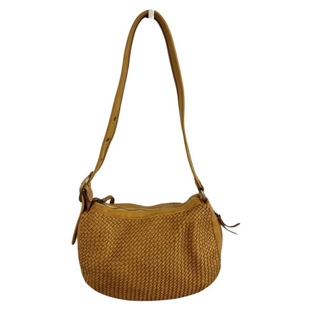 BZNA Schultertasche Bella Medium Gelb Italy Designer Ledertasche Umhängetasche