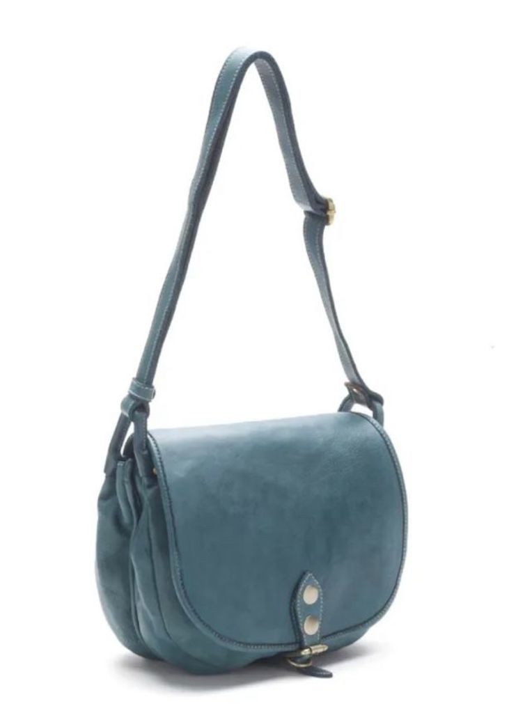 BZNA Schultertasche Taina Petrol Italy Designer Handtasche Ledertasche Umhängetasche - B Z N A