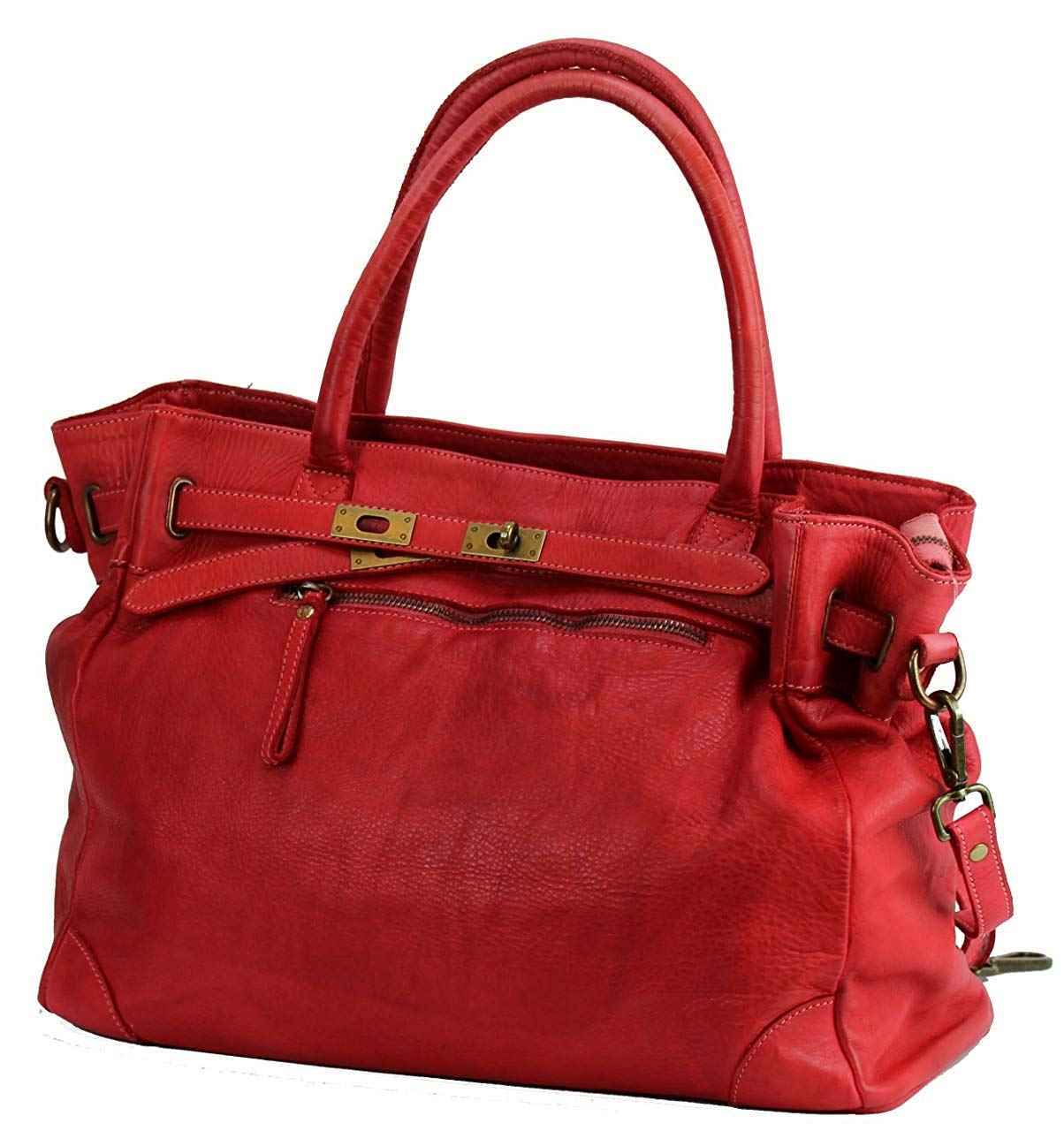 BZNA Bag Mila Rot rosso vintage Italy Designer Business Damen Handtasche Ledertasche Schultertasche Tasche Leder Shopper Neu