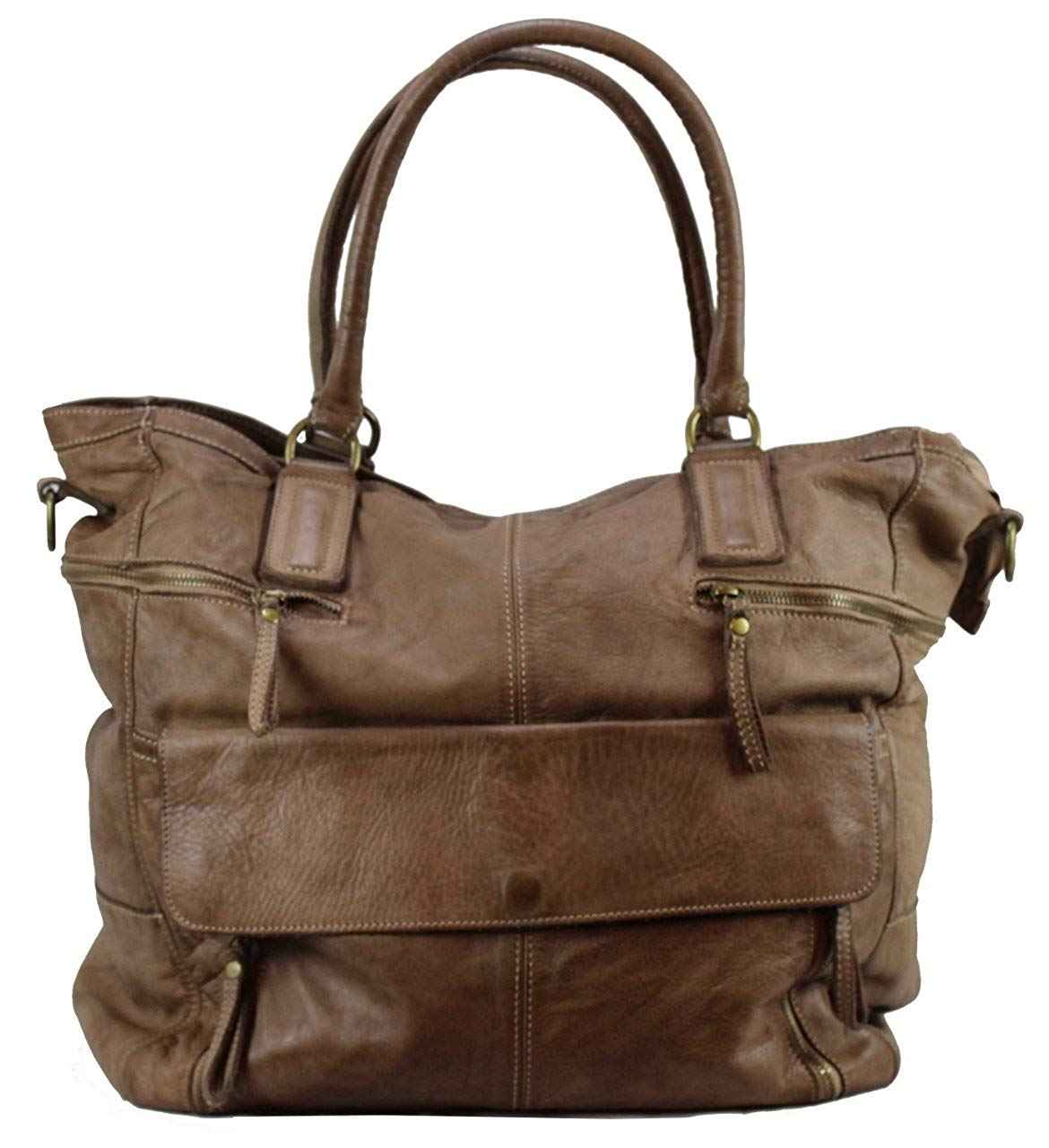 BZNA Bag Boney toffee braun Italy Designer Damen Handtasche Schultertasche Tasche Leder Shopper Neu