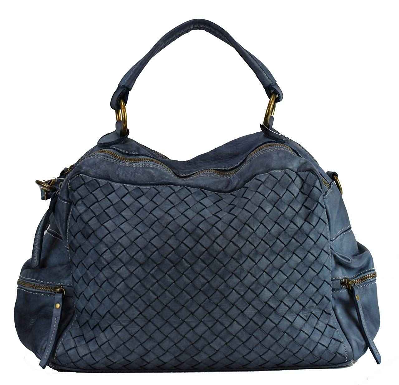 BZNA Bag Marie Blau blue sheep Italy Designer Damen Ledertasche Handtasche Schultertasche Tasche Schafsleder Shopper Neu
