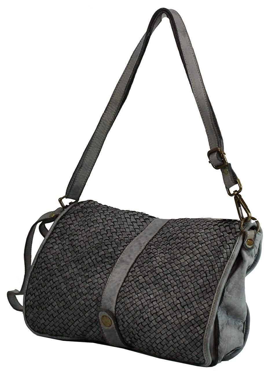 BZNA Berlin Bag Lola Grau grey Italy Designer Clutch Umhängetasche Damen Handtasche Schultertasche Tasche Leder Shopper Neu