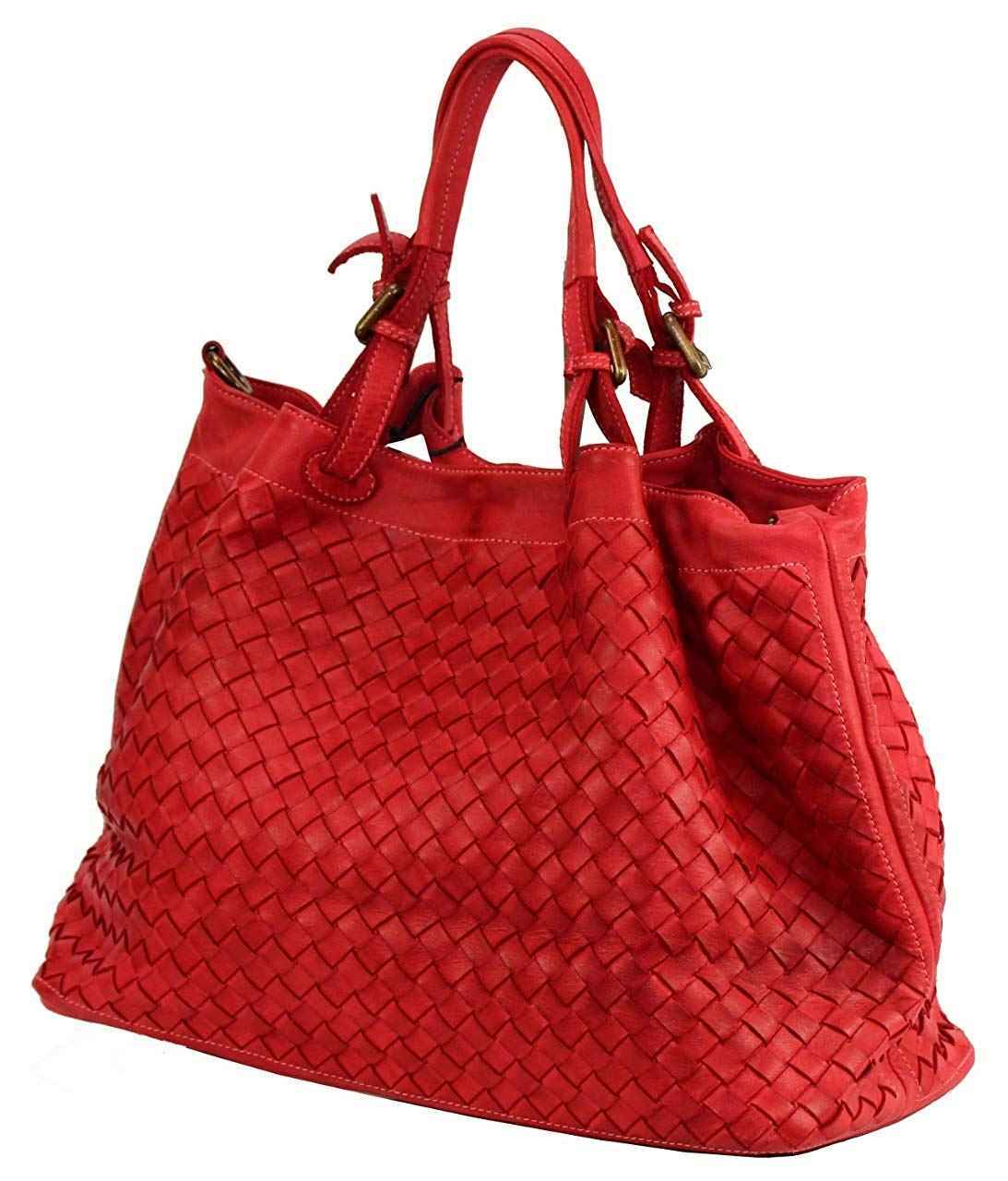 BZNA Rene Bag rosso Rot red Italy Designer geflochten Damen Handtasche Schultertasche Tasche Shopper Neu