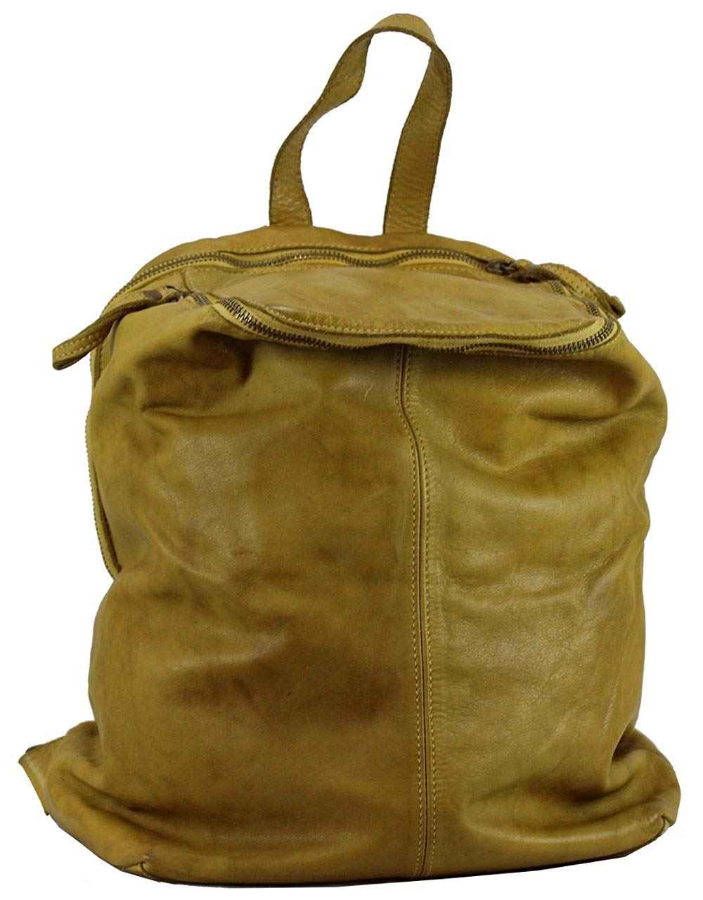 BOZANA Bag Richie giallo gelb Backpacker Designer Rucksack Damenhandtasche Schultertasche Leder Nappa sheep ItalyNeu