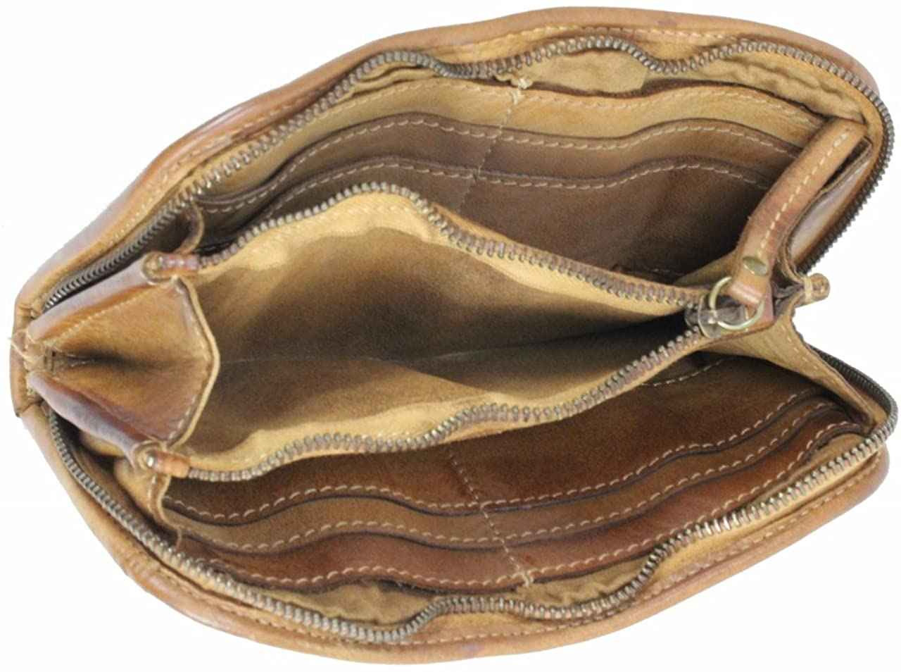 BZNA Berlin Romy Cognac Wallet Leather Clutch Leder Portemonnaie Geldbörse Neu