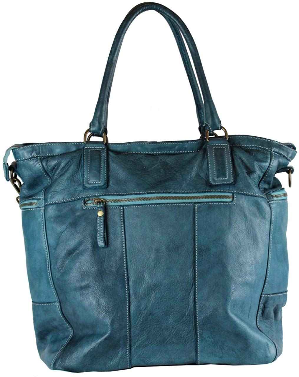 BZNA Bag Boney Petrol Italy Designer Damen Handtasche Ledertasche Schultertasche Tasche Leder Shopper Neu