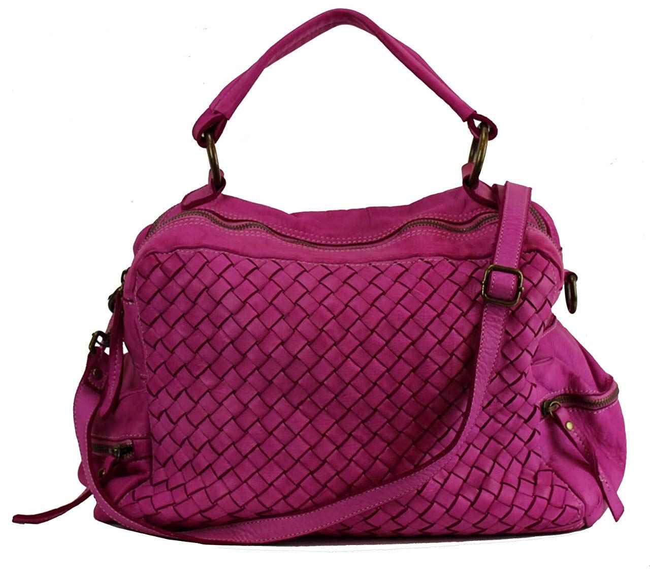 BZNA Bag Marie Fuxia Pink sheep Italy Designer Damen Ledertasche Handtasche Schultertasche Tasche Schafsleder Shopper Neu