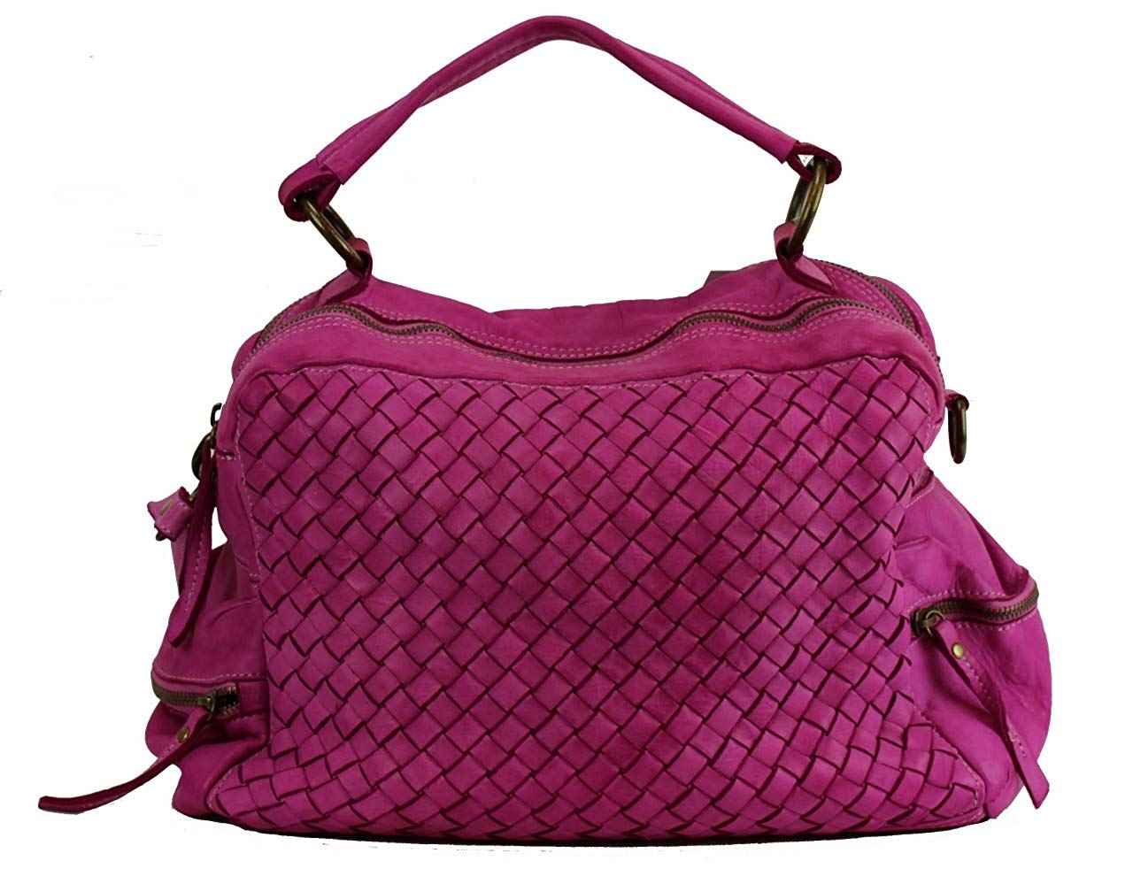 BZNA Bag Marie Fuxia Pink sheep Italy Designer Damen Ledertasche Handtasche Schultertasche Tasche Schafsleder Shopper Neu