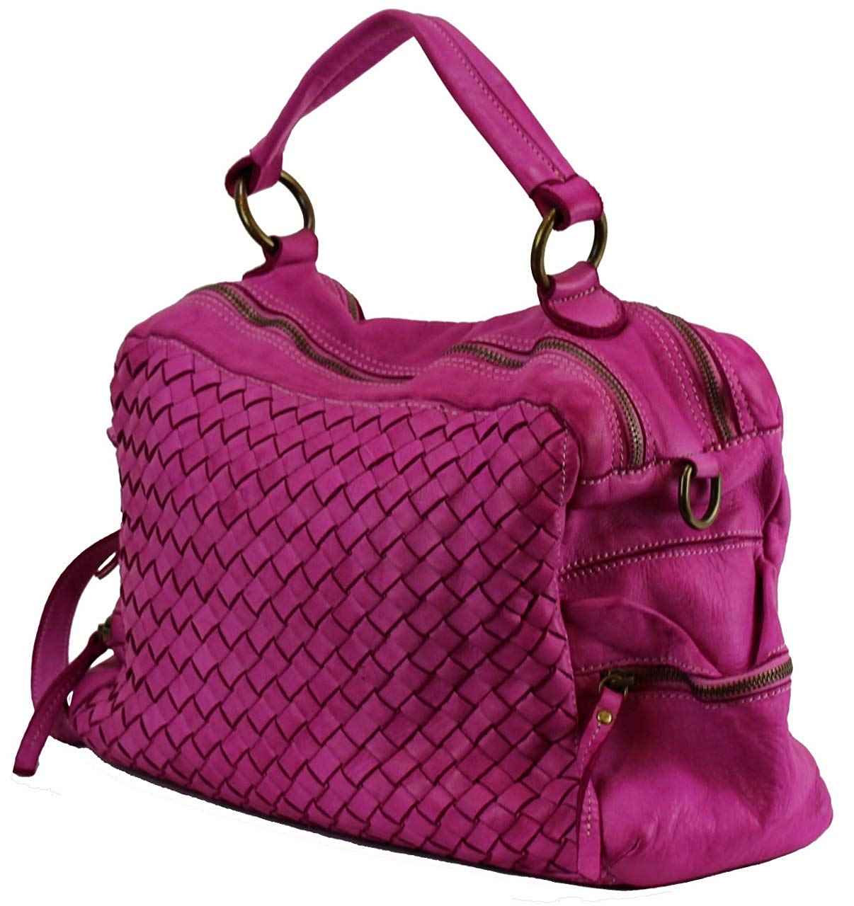 BZNA Bag Marie Fuxia Pink sheep Italy Designer Damen Ledertasche Handtasche Schultertasche Tasche Schafsleder Shopper Neu