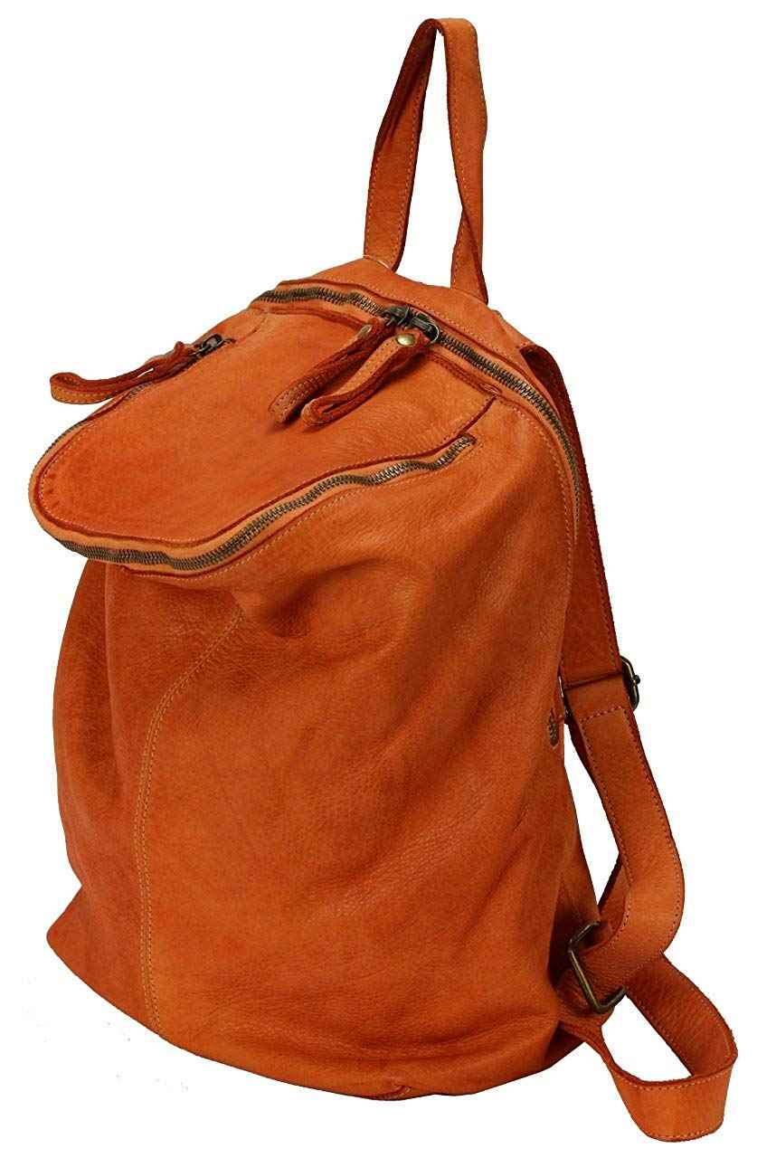BZNA Bag Richie Orange Backpacker Designer Rucksack Damenhandtasche Schultertasche Leder Nappa sheep ItalyNeu