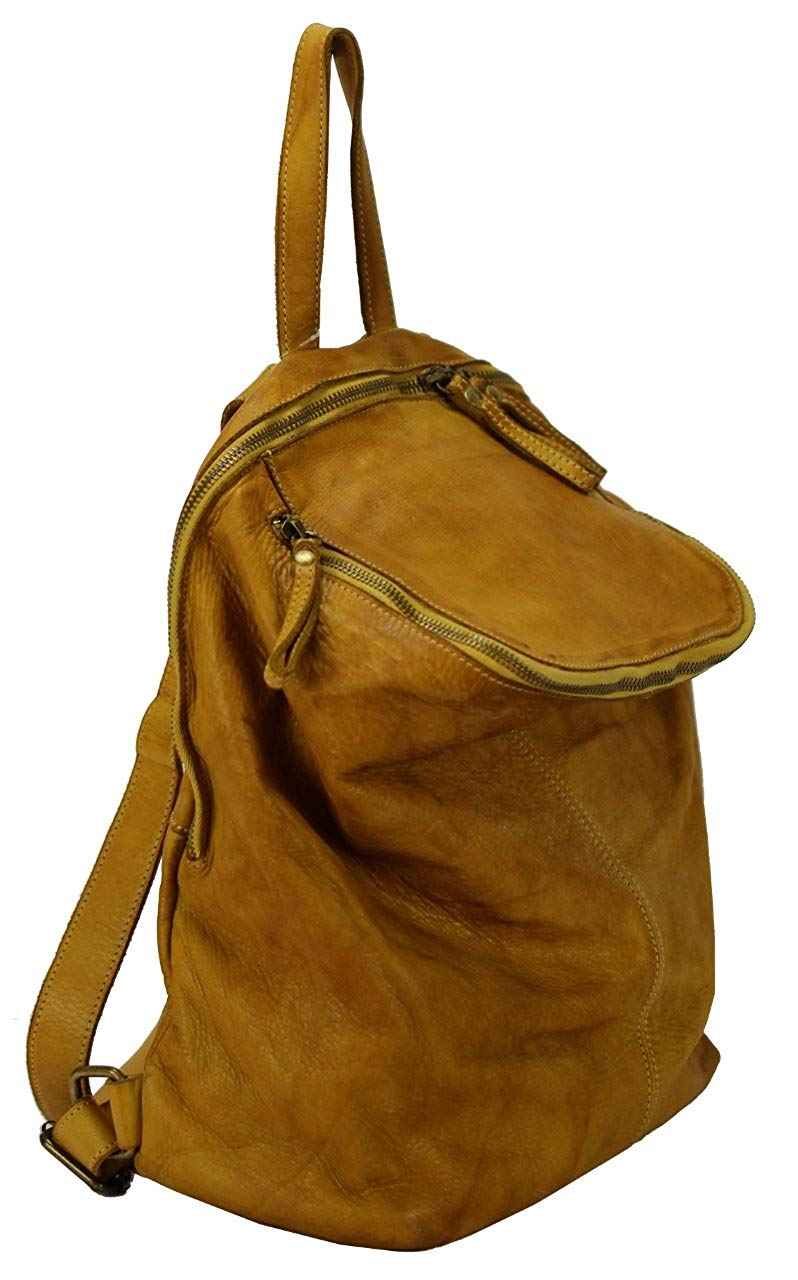BZNA Bag Richie Gelb yellow Backpacker Designer Rucksack Damenhandtasche Schultertasche Leder Nappa sheep ItalyNeu