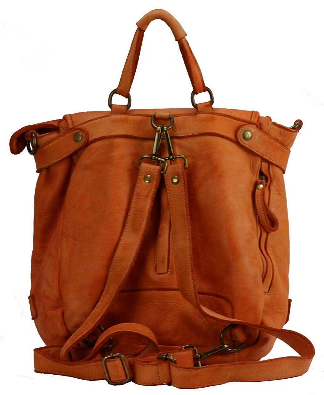 BZNA Bag Anna Orange Backpacker Designer Rucksack Ledertasche Damenhandtasche Schultertasche Leder Nappa sheep ItalyNeu