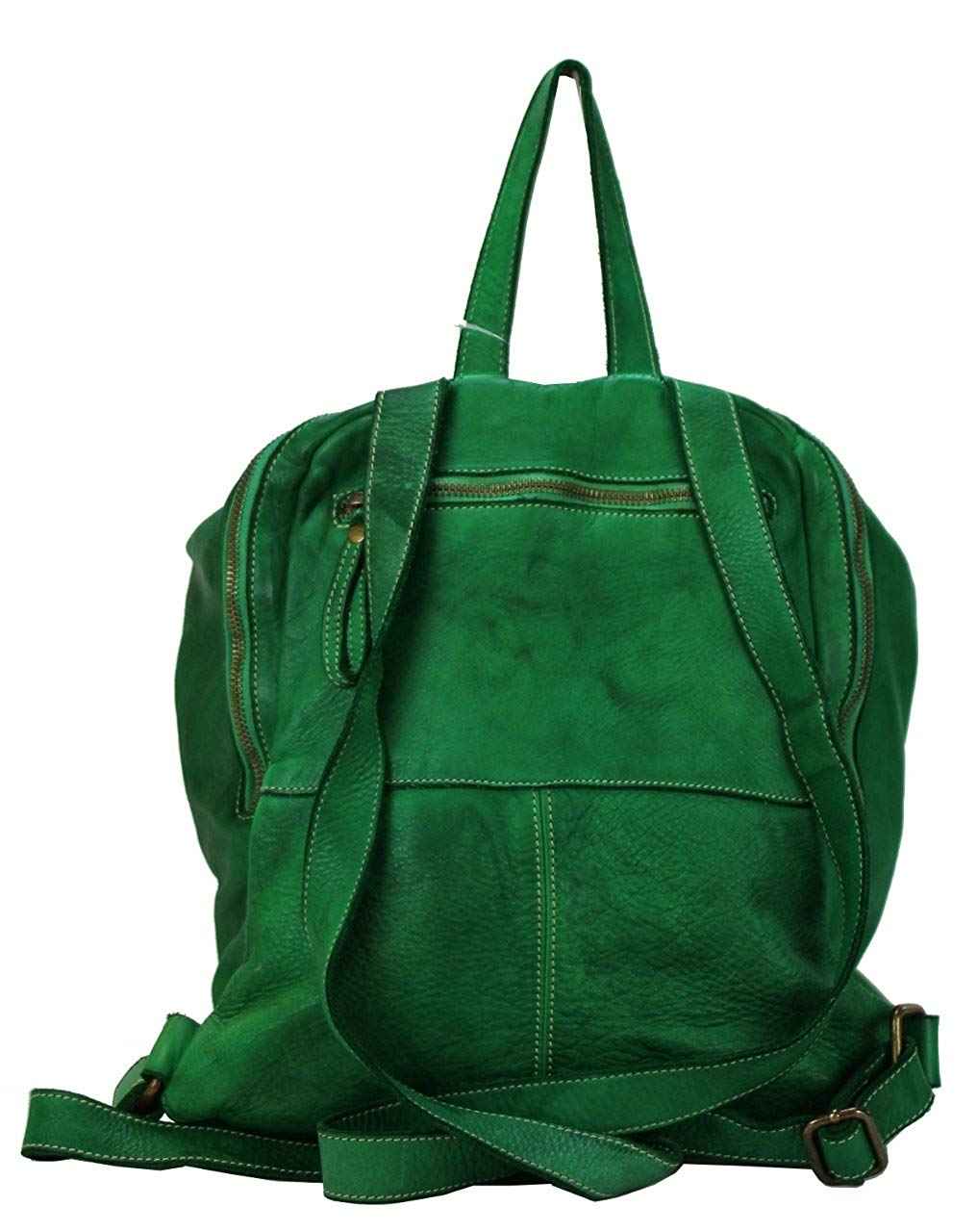 BZNA Bag Richie Grün green Backpacker Designer Rucksack Damenhandtasche Schultertasche Leder Nappa sheep ItalyNeu
