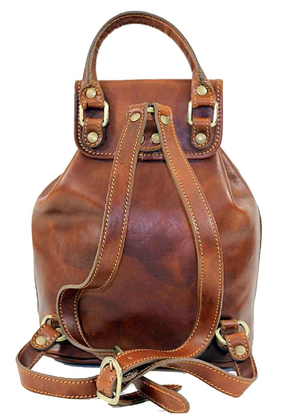 BZNA Firenze Cara Cognac Rucksack vegetable plant tanned leather italy handmade Florence Designer Ladies Handbag Shoulder Bag New