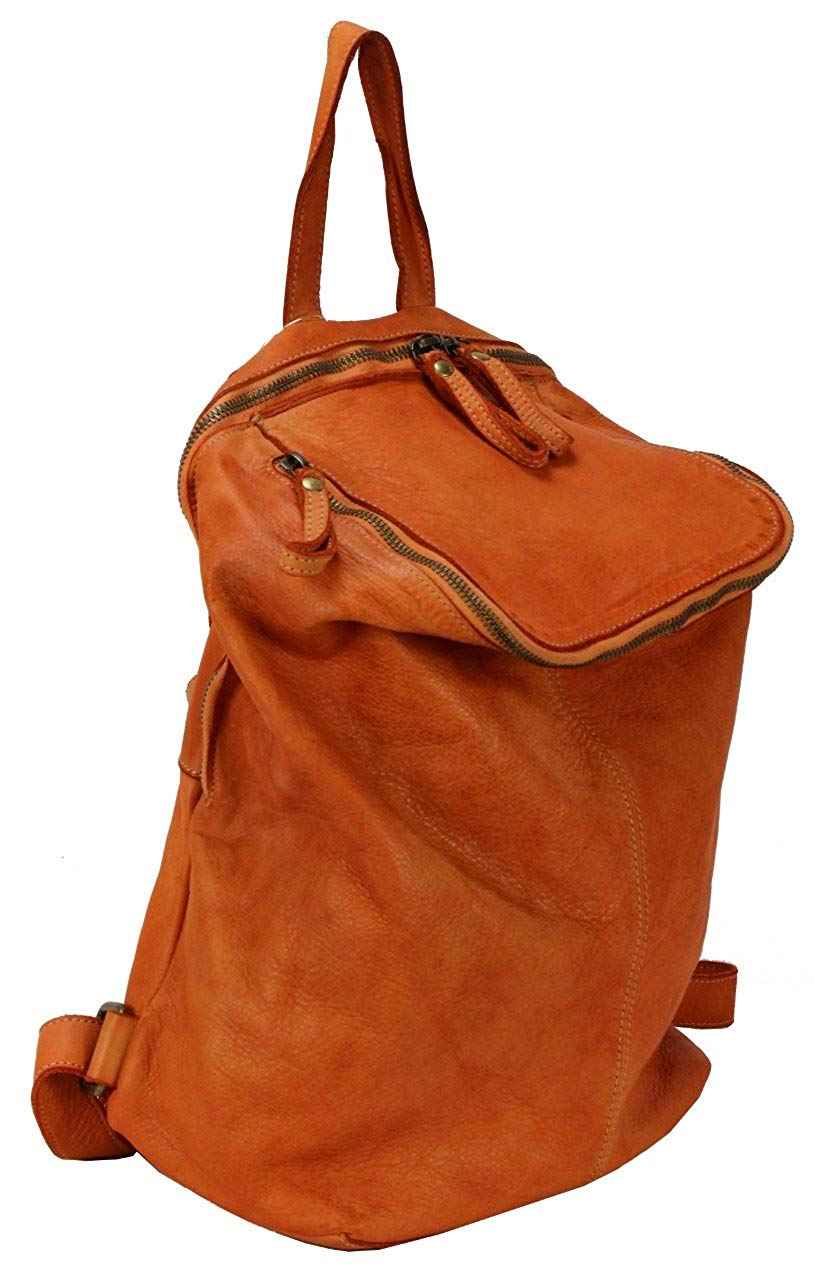 BZNA Bag Richie Orange Backpacker Designer Rucksack Damenhandtasche Schultertasche Leder Nappa sheep ItalyNeu