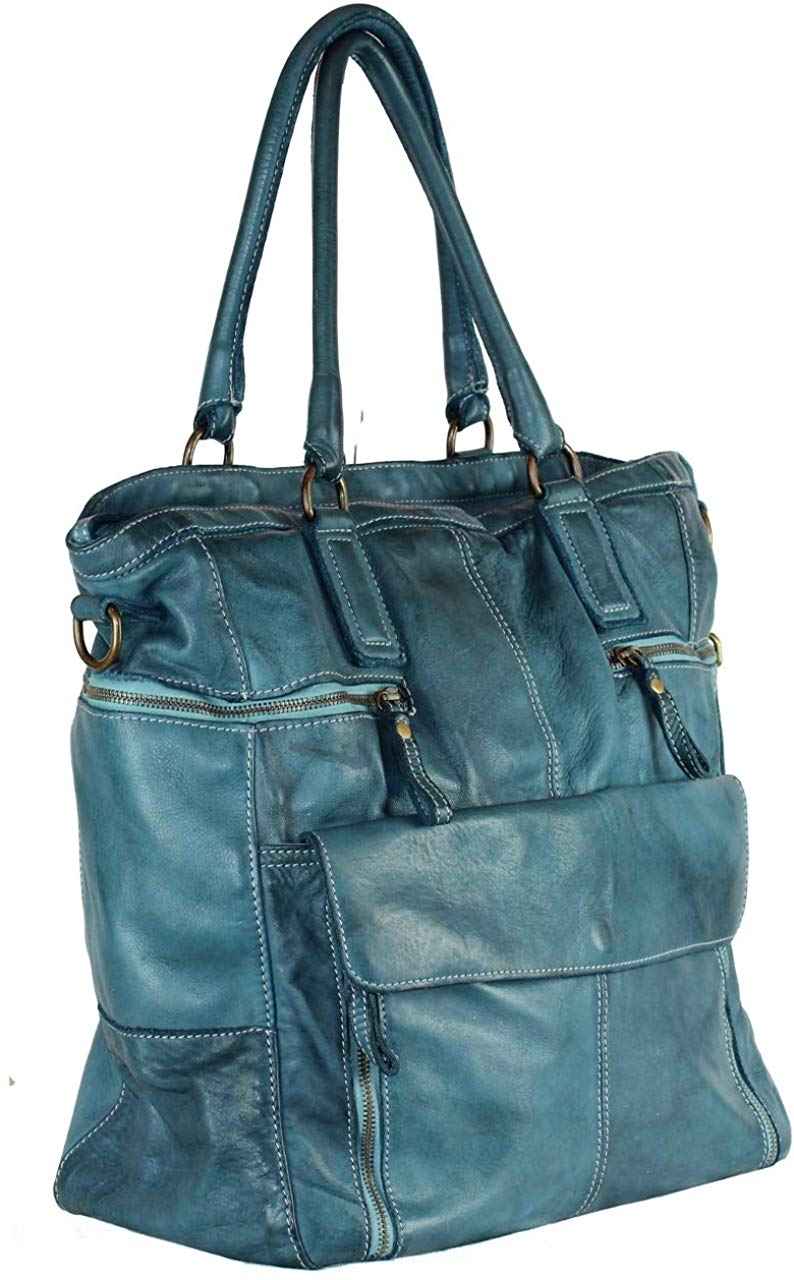 BZNA Bag Boney Petrol Italy Designer Damen Handtasche Ledertasche Schultertasche Tasche Leder Shopper Neu