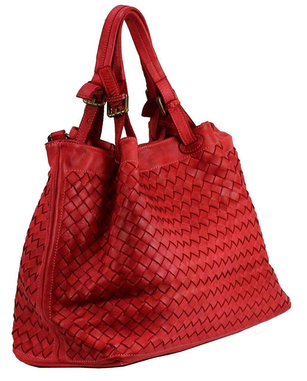 BZNA Rene Bag rosso Rot red Italy Designer geflochten Damen Handtasche Schultertasche Tasche Shopper Neu