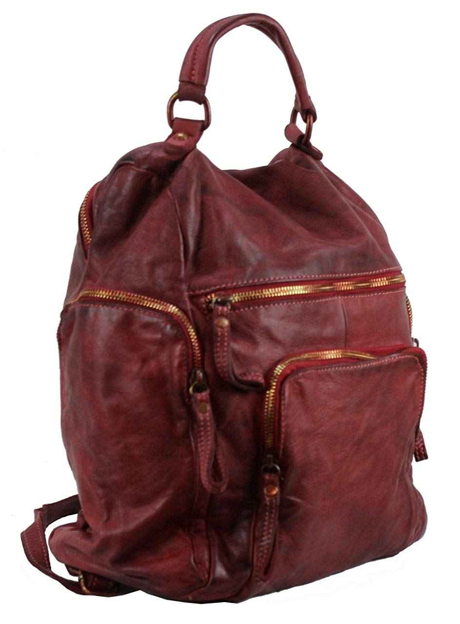 BZNA Bag Stella Bordeaux Backpacker Designer Rucksack Damenhandtasche Schultertasche Leder Nappa sheep ItalyNeu