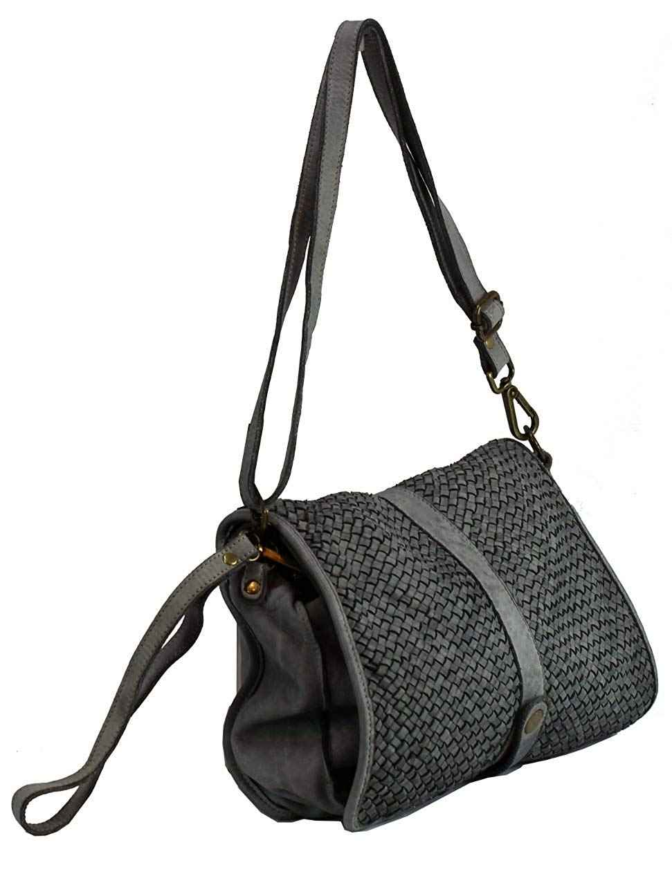 BZNA Berlin Bag Lola Grau grey Italy Designer Clutch Umhängetasche Damen Handtasche Schultertasche Tasche Leder Shopper Neu