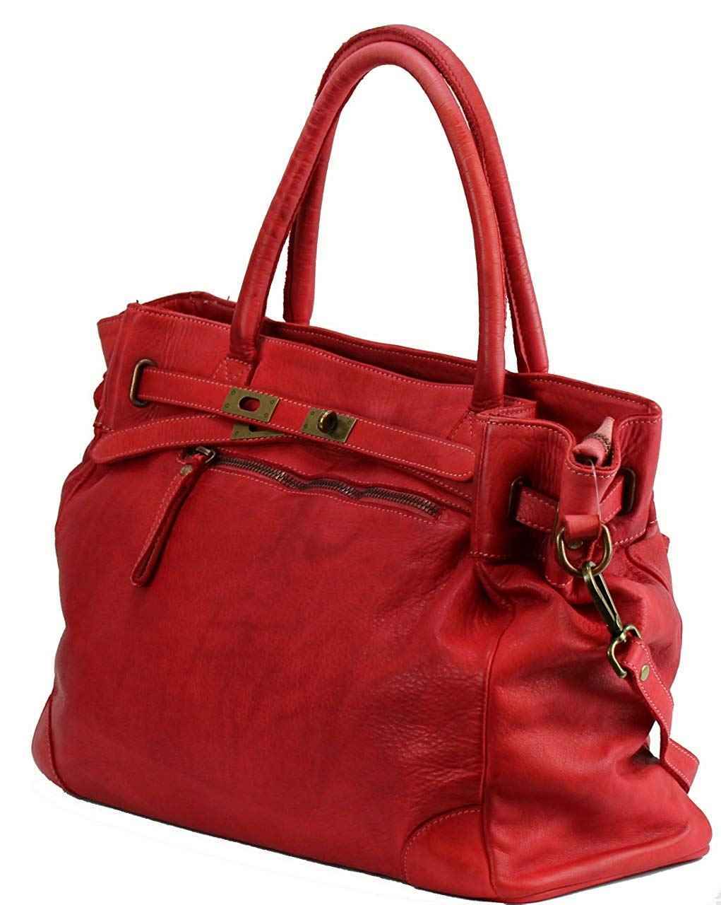 BZNA Bag Mila Rot rosso vintage Italy Designer Business Damen Handtasche Ledertasche Schultertasche Tasche Leder Shopper Neu