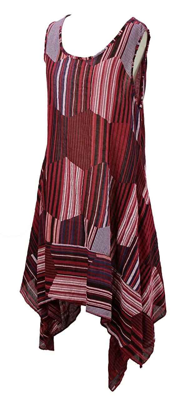 BZNA Leinen Tunika Kleid Streifen Rot Kleid Leinentunika Shirtkleid 36 38 40 42 one size Damen Dress Oberteil elegant