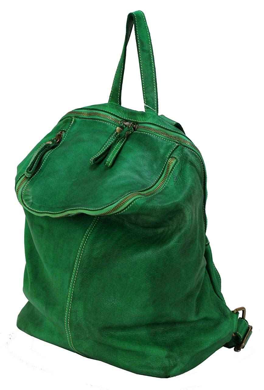 BZNA Bag Richie Grün green Backpacker Designer Rucksack Damenhandtasche Schultertasche Leder Nappa sheep ItalyNeu