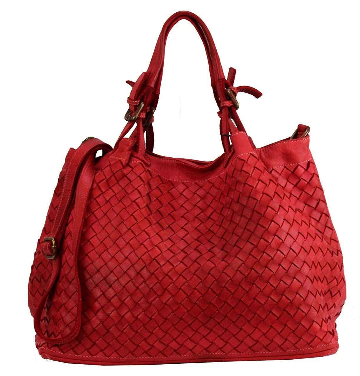 BZNA Rene Bag rosso Rot red Italy Designer geflochten Damen Handtasche Schultertasche Tasche Shopper Neu
