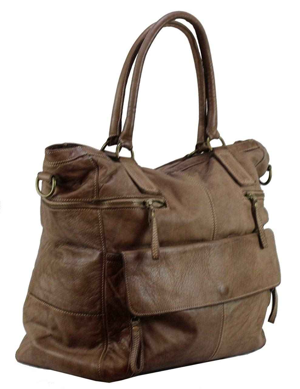 BZNA Bag Boney toffee braun Italy Designer Damen Handtasche Schultertasche Tasche Leder Shopper Neu