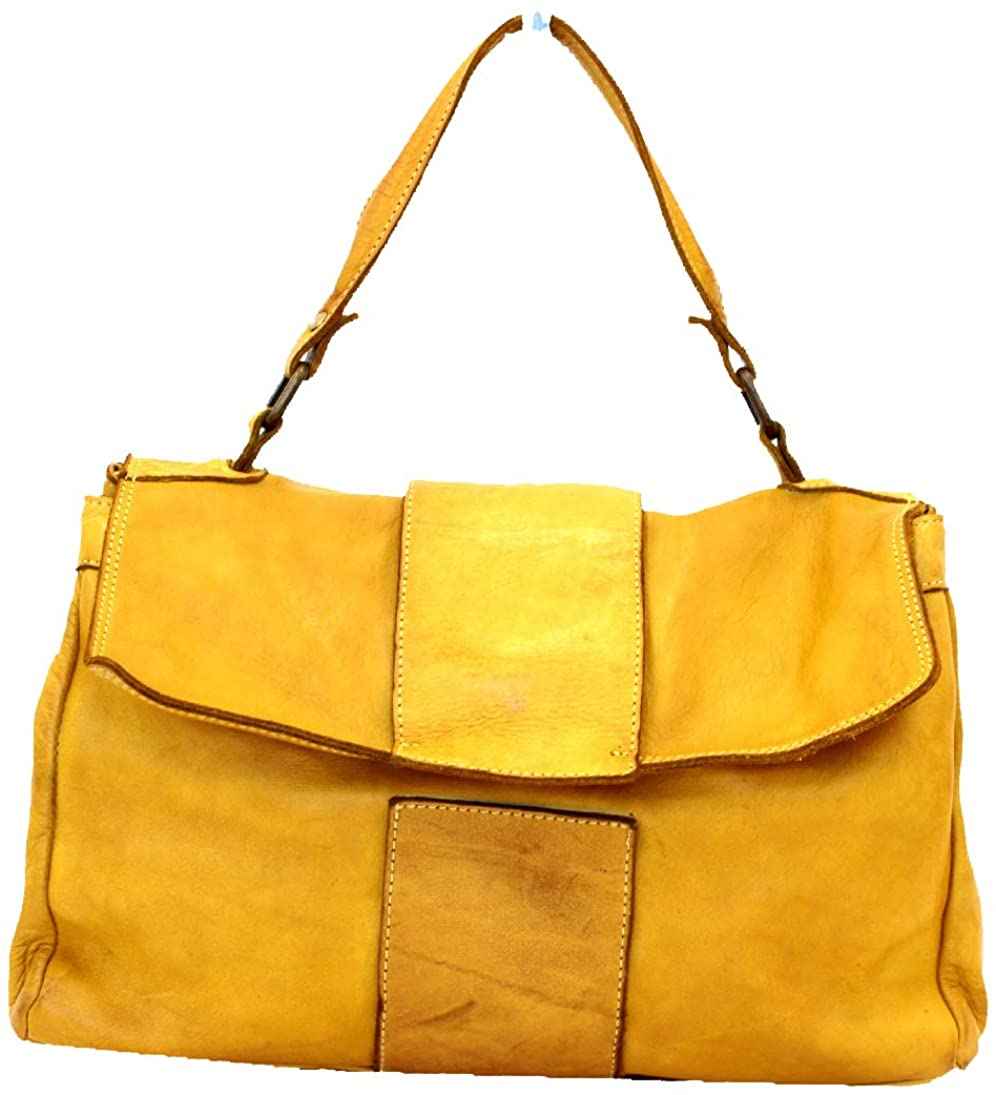 BZNA Bag Santa gelb Italy Designer Damen Handtasche Ledertasche Schultertasche Tasche Leder Shopper Neu