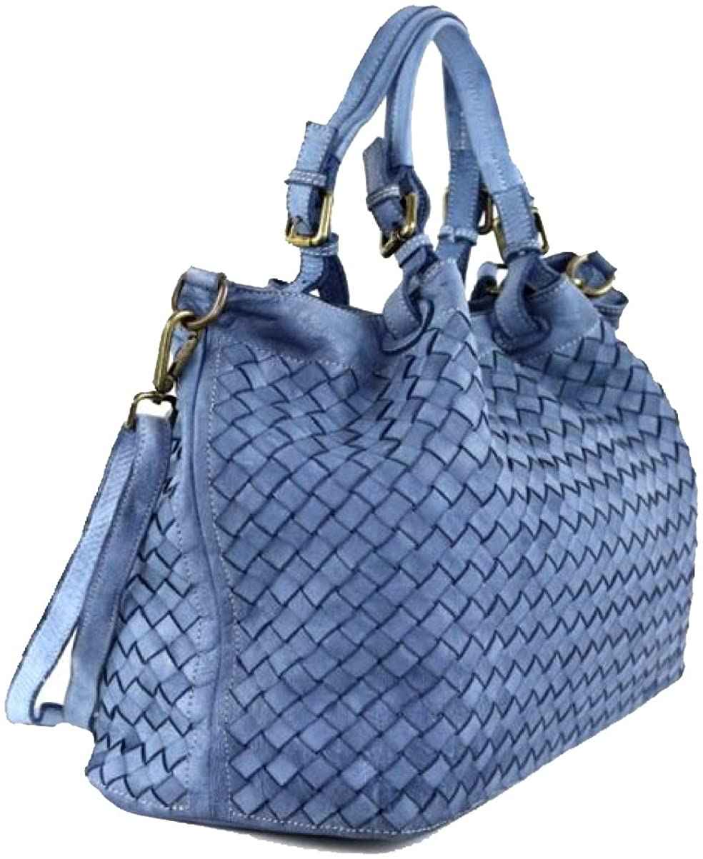 BZNA Bag Rene Denim Blau  Italy Designer Damen Handtasche Schultertasche Tasche Shopper Neu
