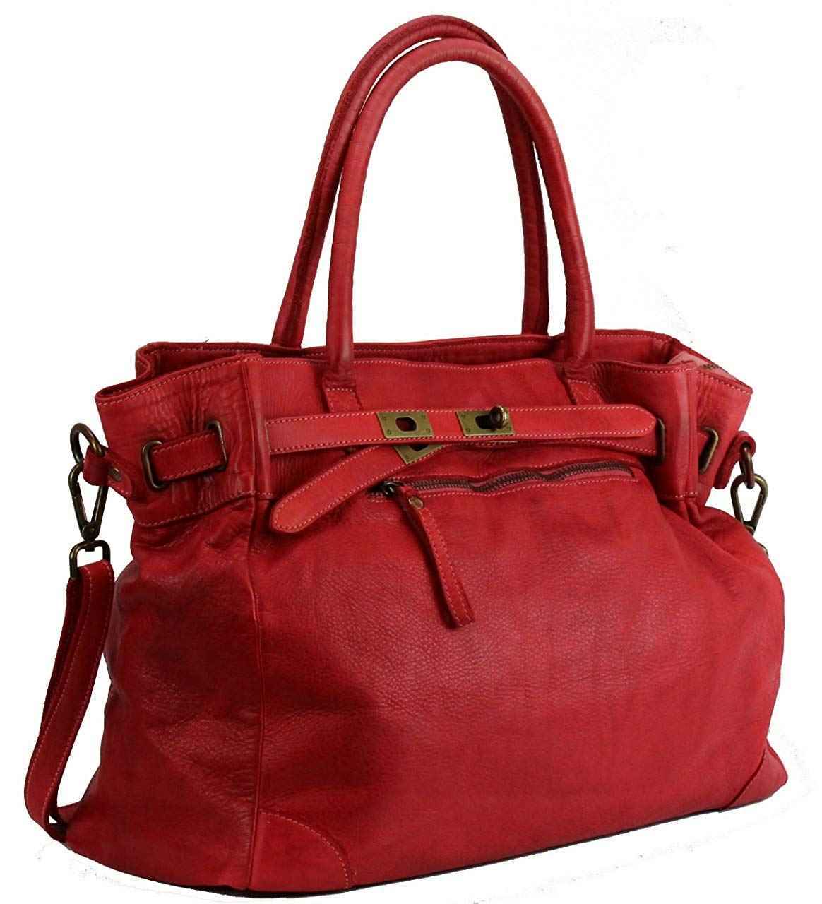BZNA Bag Mila Rot rosso vintage Italy Designer Business Damen Handtasche Ledertasche Schultertasche Tasche Leder Shopper Neu