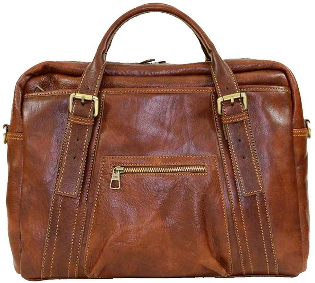 BZNA Firenze Bag Luigi cognac Business Handtasche Bag vegetable tanned Italy Designer Damen Laptop Ledertasche Schultertasche Tasche Leder Neu