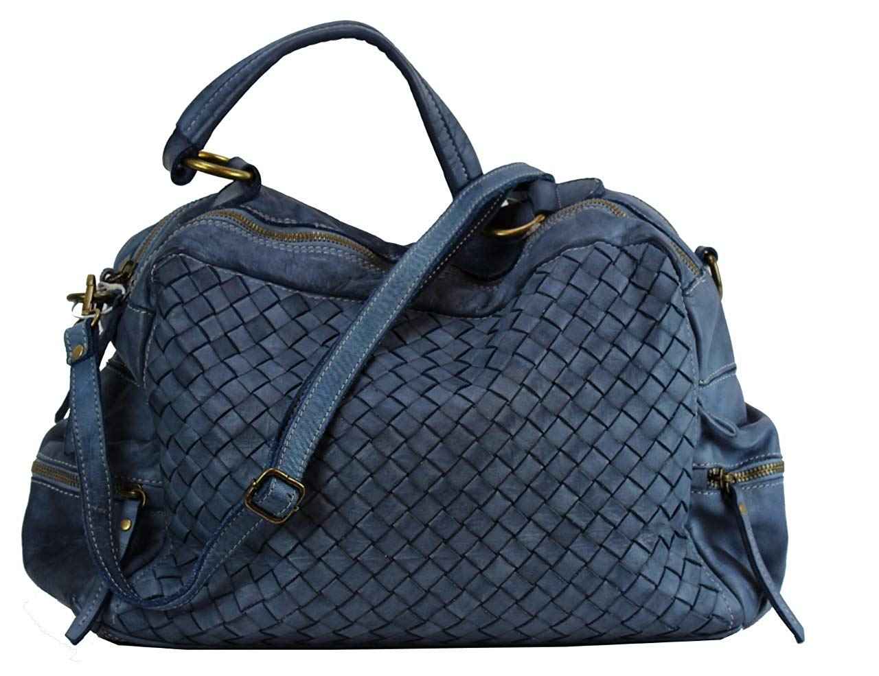 BZNA Bag Marie Blau blue sheep Italy Designer Damen Ledertasche Handtasche Schultertasche Tasche Schafsleder Shopper Neu