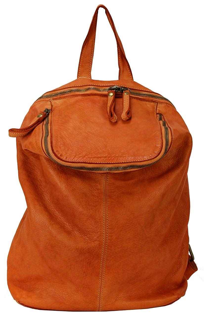 BZNA Bag Richie Orange Backpacker Designer Rucksack Damenhandtasche Schultertasche Leder Nappa sheep ItalyNeu