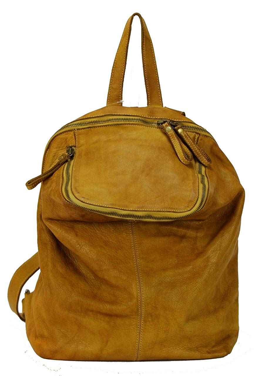 BZNA Bag Richie Gelb yellow Backpacker Designer Rucksack Damenhandtasche Schultertasche Leder Nappa sheep ItalyNeu