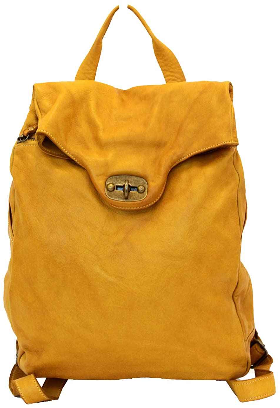 BZNA Bag Rinalto gelb Italy Rucksack Backpacker Designer Tasche Handtasche Schultertasche Leder Damen Neu