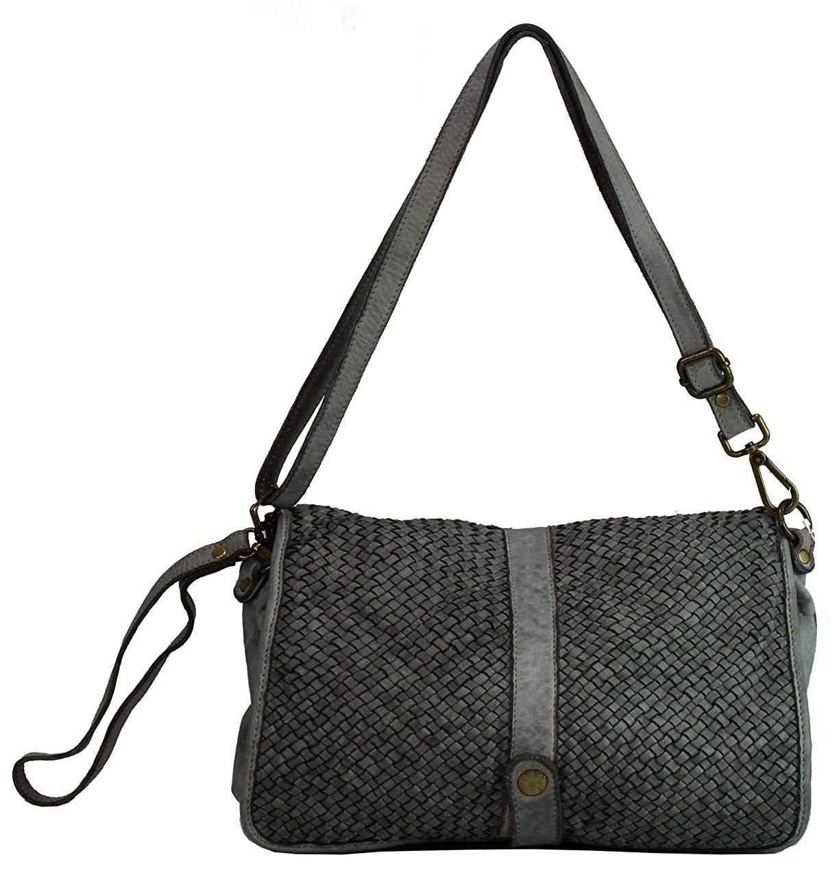 BZNA Berlin Bag Lola Grau grey Italy Designer Clutch Umhängetasche Damen Handtasche Schultertasche Tasche Leder Shopper Neu