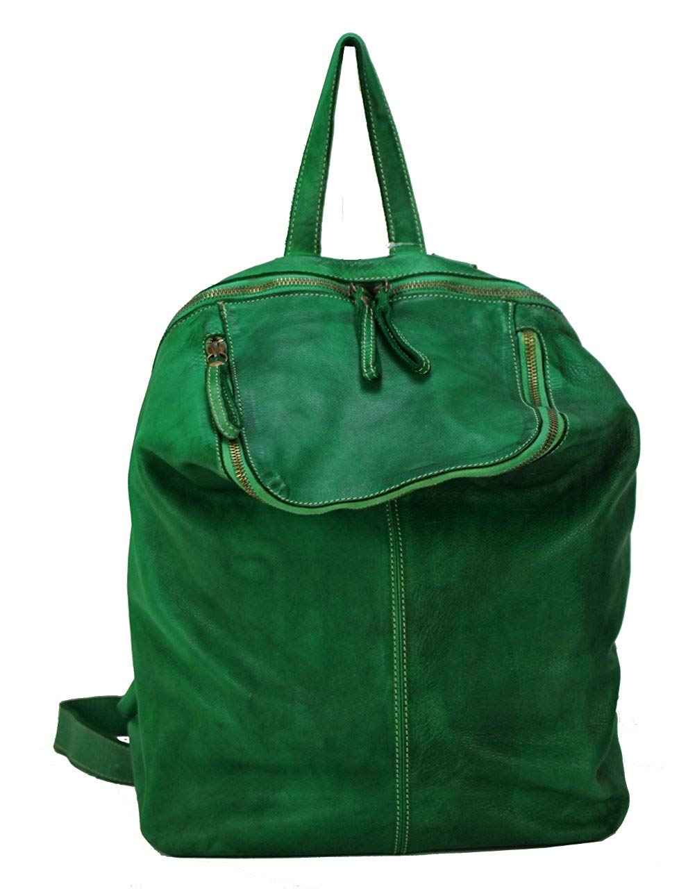 BZNA Bag Richie Grün green Backpacker Designer Rucksack Damenhandtasche Schultertasche Leder Nappa sheep ItalyNeu