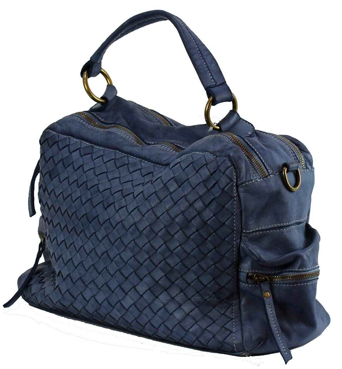 BZNA Bag Marie Blau blue sheep Italy Designer Damen Ledertasche Handtasche Schultertasche Tasche Schafsleder Shopper Neu